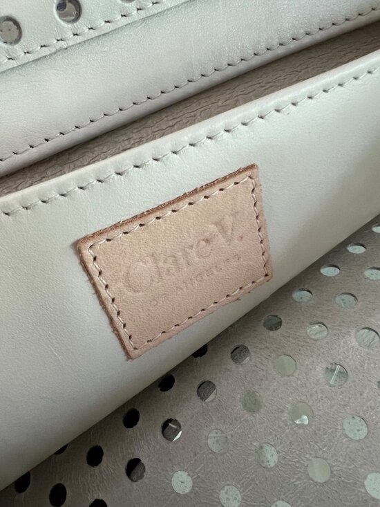 Micheline Perforated Leather Tote (Women) | Nordstromrack CLARE V Micheline Perforated ecru Leather Tote